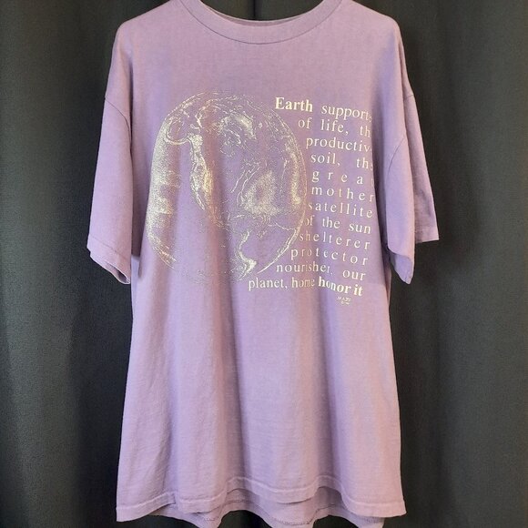 Maze Other - 90s Vintage Planet Earth T-shirt Men's Size XL Single Stitch Purple Art Print